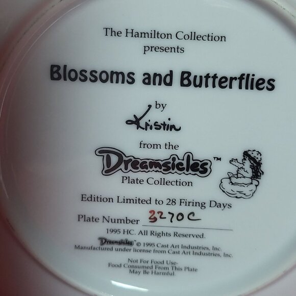 Vintage Dreamsicles Blossoms and Butterflies Angel Cherub Collectible Plate 1994 - Picture 7 of 12